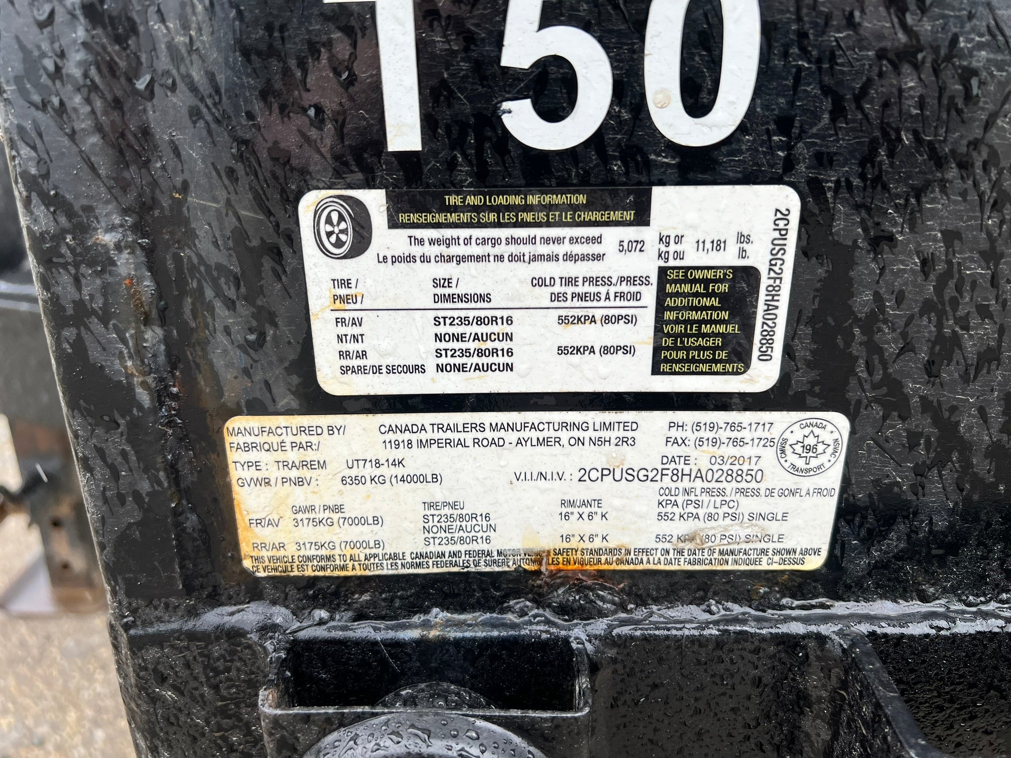 7x18 Used High Side Equipment Trailer 7 Ton